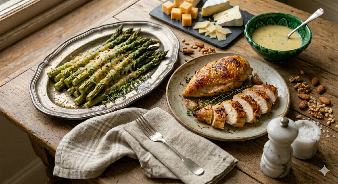 Pečený chřest s parmazánem a citronovým máslem